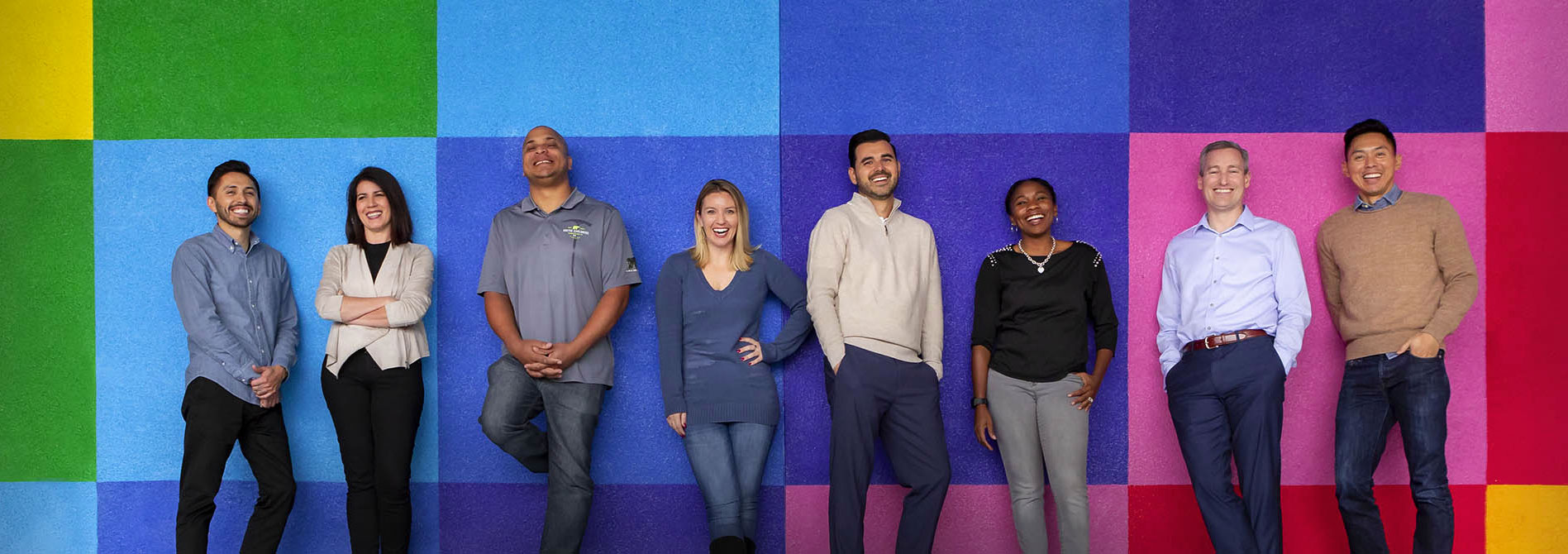Behr employees standing in front of color squares
