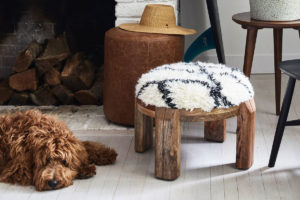 Feather furniture - stools by fireplace